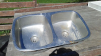 Double Stainless and 1 spot Steel Sink