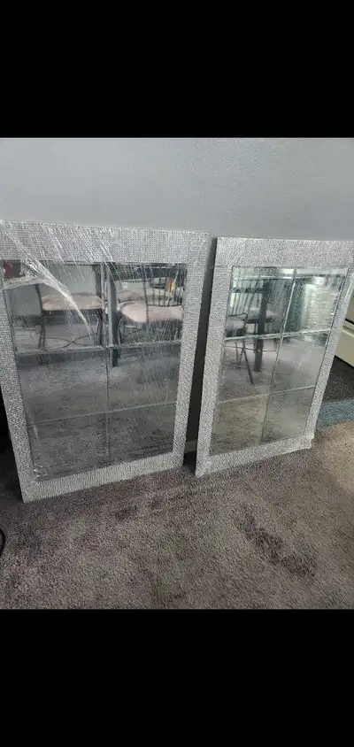 Pair of Bling Framed Mirrors, View more