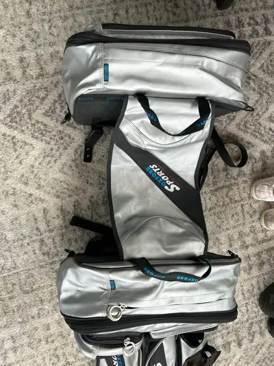 Just bought them used.. don’t fit my bike, $40 or best offer expanding side bags with waterproof cov...