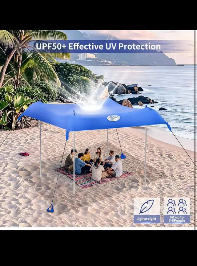 UMARDOO Family Beach Tent Sun Shade Canopy 10×9FT with 4 Aluminu in Patio & Garden Furniture in Hamilton - Image 4