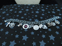 7.5" STERLING SILVER AIRFLEX CHARM BRACELET 13 CHARMS 10 MARKED