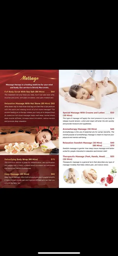 Professional massage treatment (non erotic). Relaxation massage (intro special $70/1 hour). Hot ston...