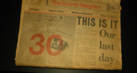 FINAL DAY TORONTO TELEGRAM NEWSPAPER OCT.30, 1971