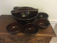 For Vintage Classic Mid Century Solid 7 PIECE WOODEN SALAD Bowl