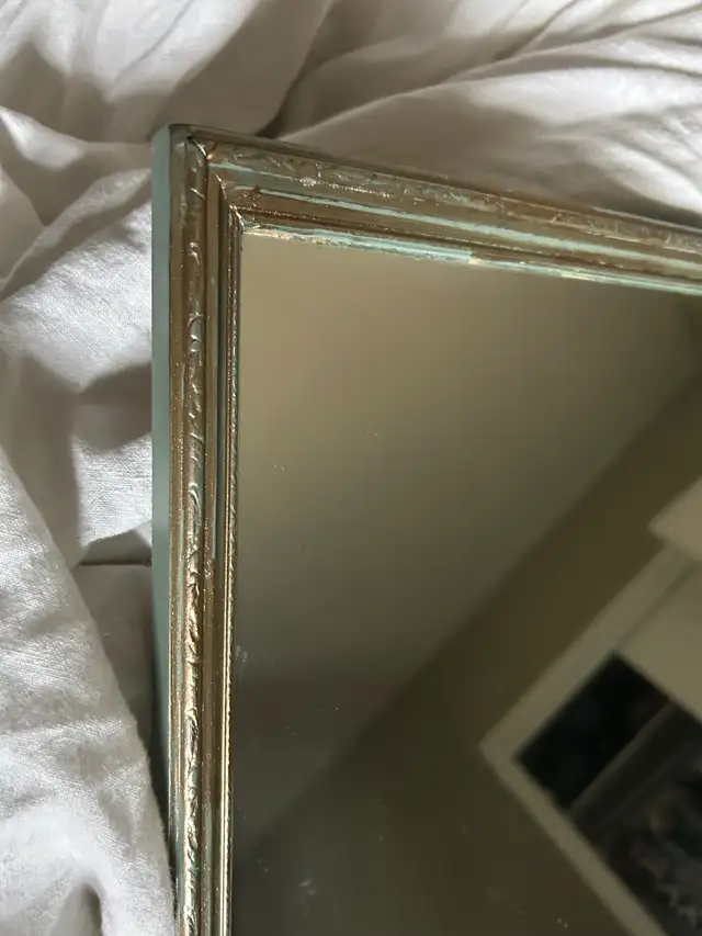 Vintage Wooden Mirror - Green/Gold - 34 x 62 x 2 cm in Home Décor & Accents in Red Deer - Image 3