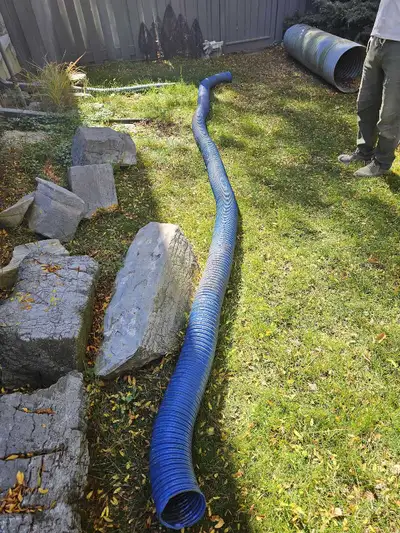 This corrugated drain pipe is designed for effective water drainage and runoff management. It's in g...