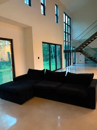 Structube sectional black sofa couch, View more