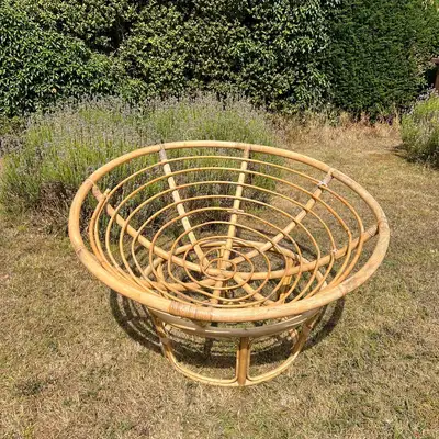 Bamboo Vintage Papasan Lounge Chair and Footstool, View more