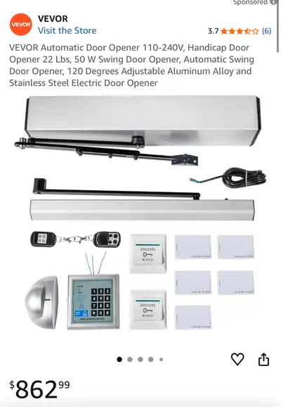This is a new VEVOR Automatic Door Opener, designed for doors up to 220 lbs, and features a 50 W swi...