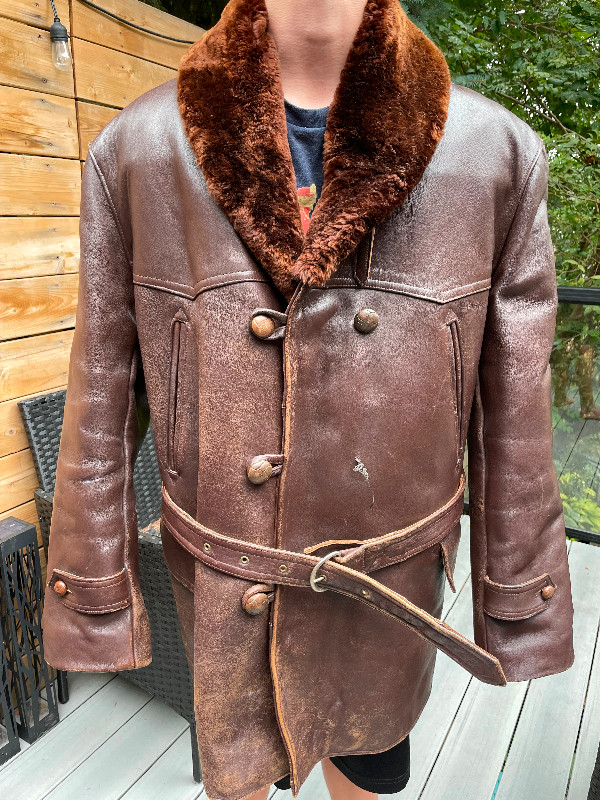 Vintage men’s Leather jacket lined Over coat 1960 1970 in Men's in City of Toronto