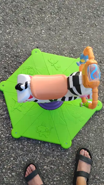 Fisher-Price (Mattel) Bounce and Spin Zebra, batteries included The Fisher-Price Bounce and Spin Zeb...