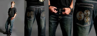 LIQUIDATION 75% OFF Mens DESIGNER Jeans -Button Fly Gold & S #3B