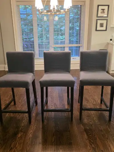 Bar Stools Grey fabric, padded. Wood framme, View more