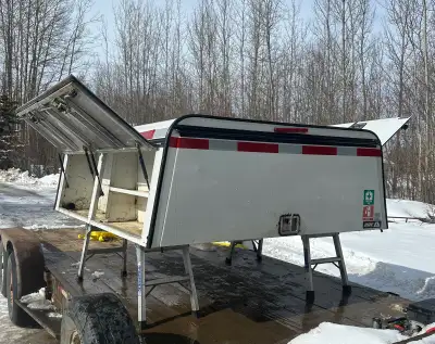Aluminum truck canopy with built in tool boxes 7’ in length Front width 74” Back width 69.5” For mor...