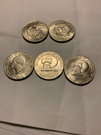 5 Silver Clad Eisenhower Dollars
