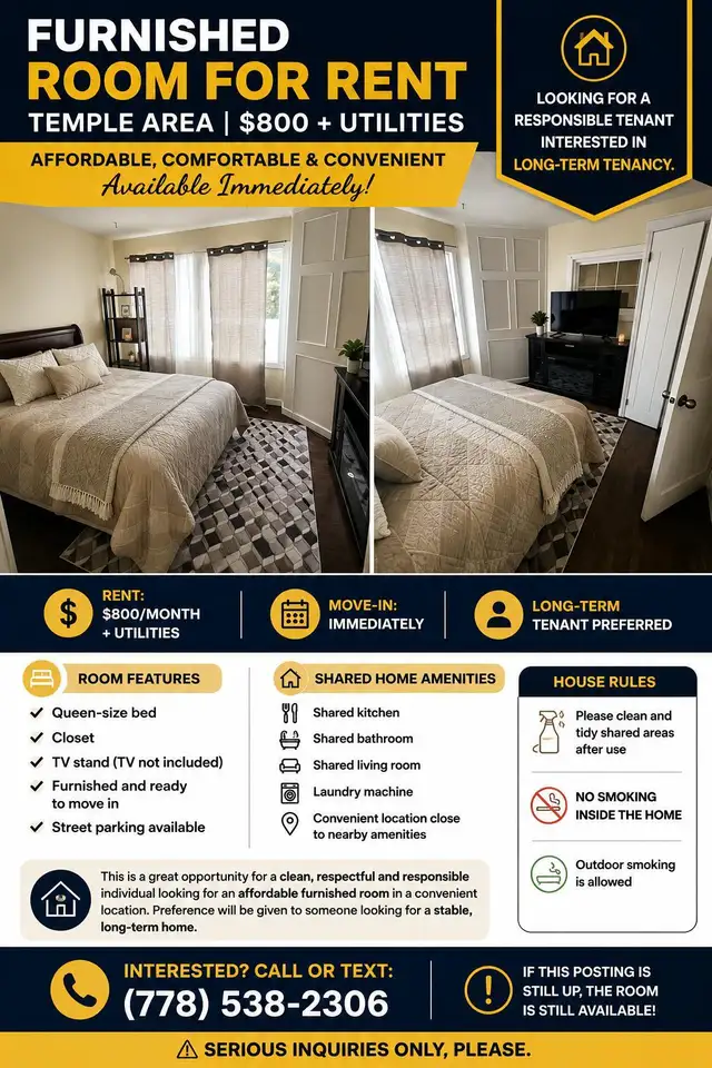 One bedroom for 800