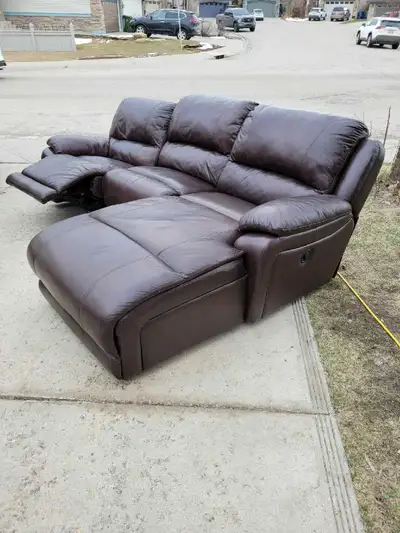 Free delivery/power recliner real leather sectional, View more