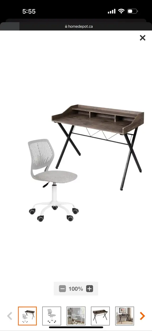 Homy Casa teens Grey Home Office Desk & Ergonomic Chair Set in Chairs & Recliners in Markham / York Region - Image 5