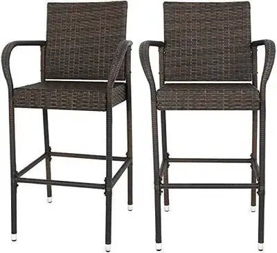 SUPER DEAL Upgraded Wicker Bar Stool Chairs Outdoor Backyard Rat, View more