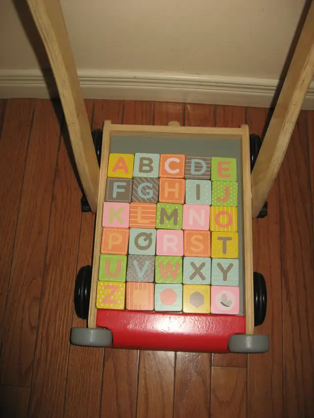 Play Toy Baby Walker with Alphabet - Wooden Push Wagon -Walker in Toys in City of Toronto - Image 4