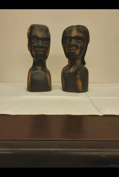 Wood Carved Man and Women Heads, View more