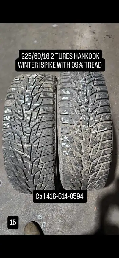 $70 each I am selling a pair of used Hankook Winter i*Pike tires, sized at 225/60/16, boasting an im...