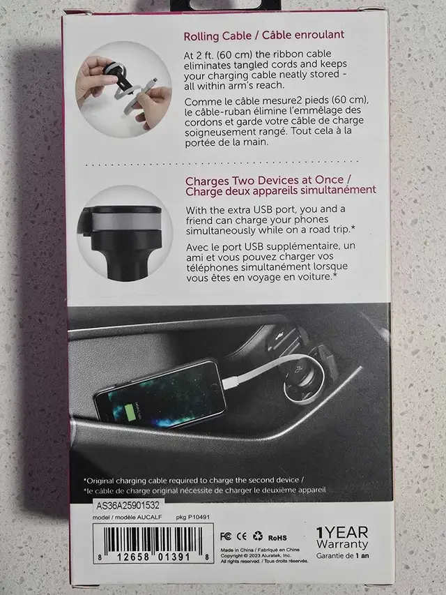New Aluratek 12v automotive plug to lighting cable in Cell Phone Accessories in Markham / York Region - Image 4