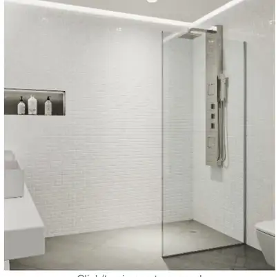 Brand new in box VIGO Zenith 34" x 74" Frameless Fixed Shower Screen in Stainless Steel with Clear G...
