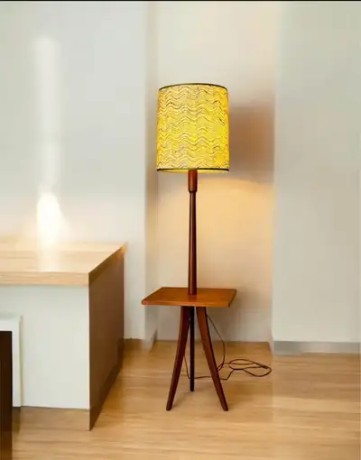 Mid Century Solid Teak Floor Lamp, View more