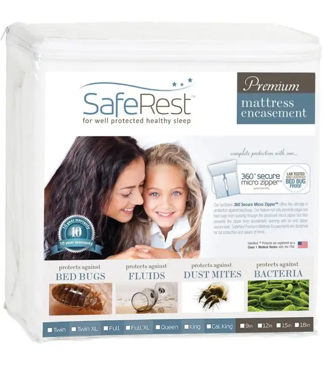 SafeRest Premium Zippered Mattress Cover - Waterproof Mattress E in Bedding in Hamilton - Image 4