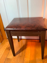 Wooden Footstool/Side Table/Bench w Faux Leather Top & Storage