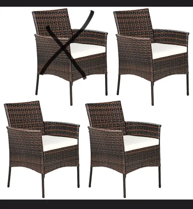Wicker Outdoor Armchairs ( set of 3 ) in Patio & Garden Furniture in Mississauga / Peel Region - Image 3