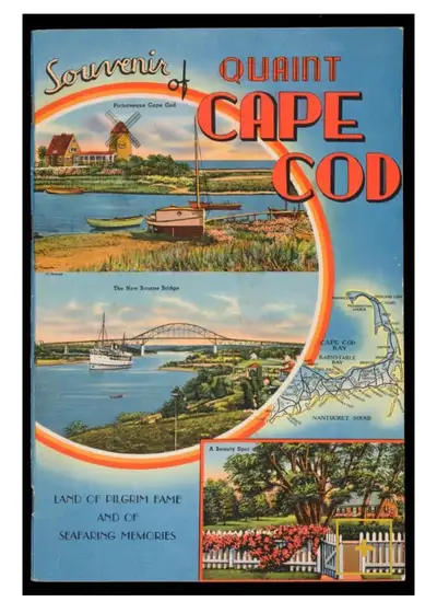 Vintage 1940s Cape Code Illustrated Tichnor travel guide USA, View more