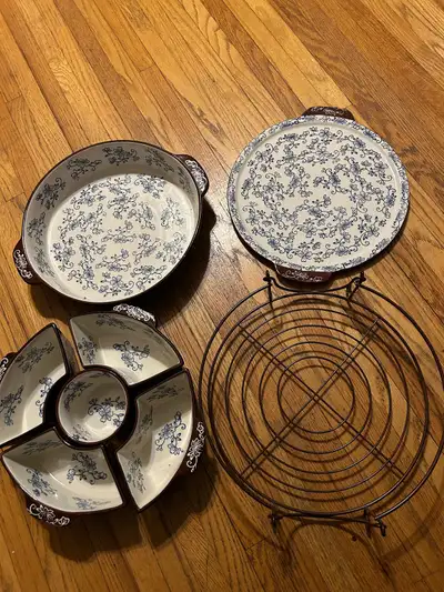 8 piece tempertaion blue floral lace ovenware set, View more
