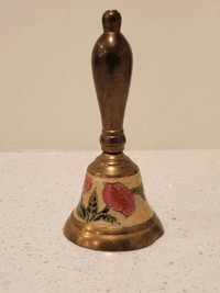 Vintage Brass Enameled Floral Bell. Bella. 