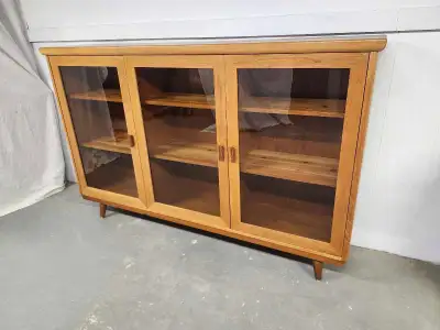 MID-CENTURY LARGE TEAK BOOKCASE/DISPLAY CABINET , View more