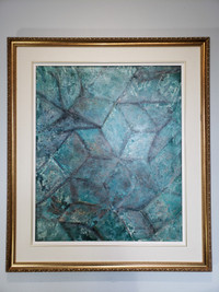 Carmelle Dorion "Tricube"textures mixtes, acrylique+aquarelle