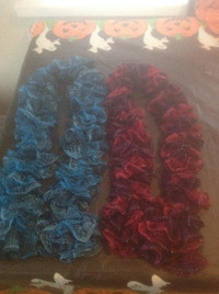 HANDMADE CROCHETTED ACCESSORY SCARVES- 1 BLUE- 1 DARK RED-A-1