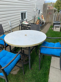 Outdoor  Hampton Bay bar height patio set table & chairs