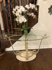 Glass Oval Wrought Iron Table