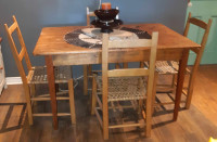 Antique Rustic Wood Table & Chairs