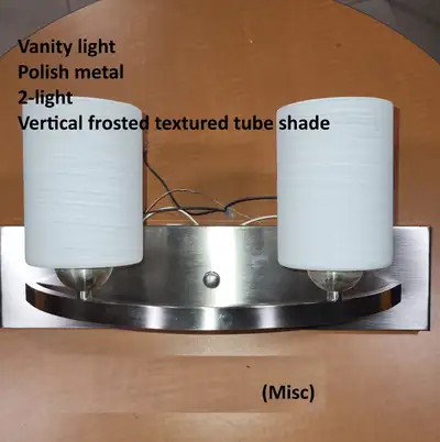 Light - Vanity Light, Polish Metal, 2-Light, Vertical Frosted Tu, View more