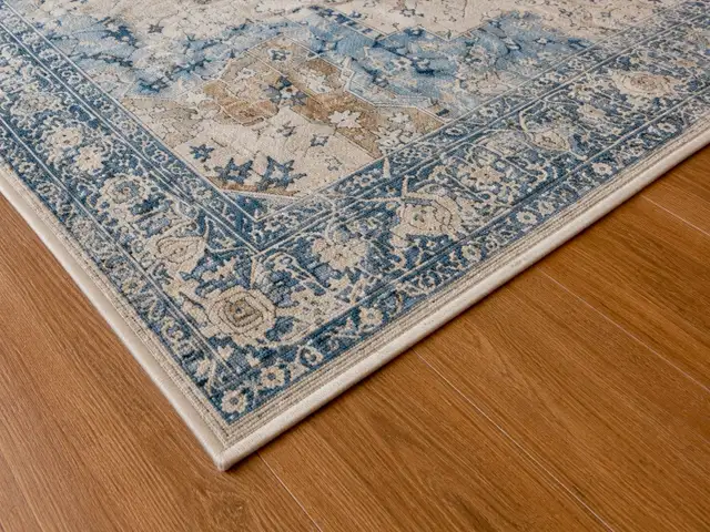 Antique Wash Medallion Area Rug in Ivory, Navy, and Sand in Rugs, Carpets & Runners in Ottawa - Image 6