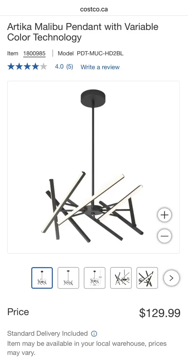 Artika Malibu LED Pendant Light – Modern Black Chandelier in Indoor Lighting & Fans in Oshawa / Durham Region - Image 5