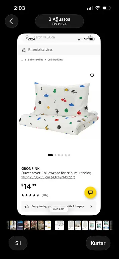 Brighten up your little one's nursery with this brand-new IKEA GRÖNFINK crib duvet cover and pillowc...
