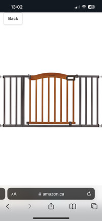 Elegant gate: 5-foot pressure-mounted with wood and metal detail