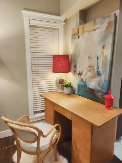 MID CENTURY MODERN Wooden Desk/side board with Storage. 1950's, View more