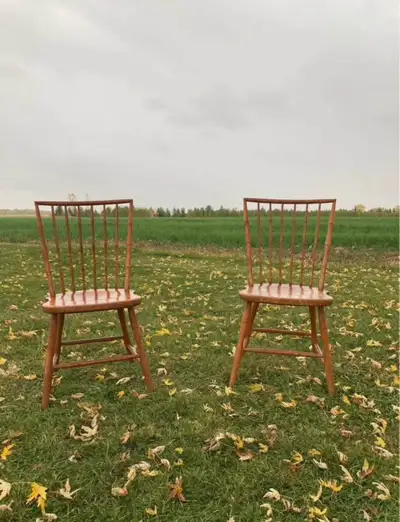 Vintage Country Primitive Colonial Windsor Wooden Dining, View more