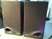 Pair Black SHARP 3 Way Speakers 60 W  Great Condition