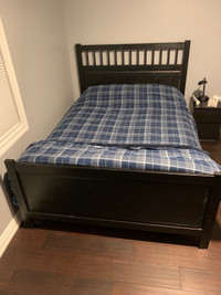 HARDLY USED! IKEA SOLID WOOD DOUBLE BED W/MATTRESS-PERFECT COND.